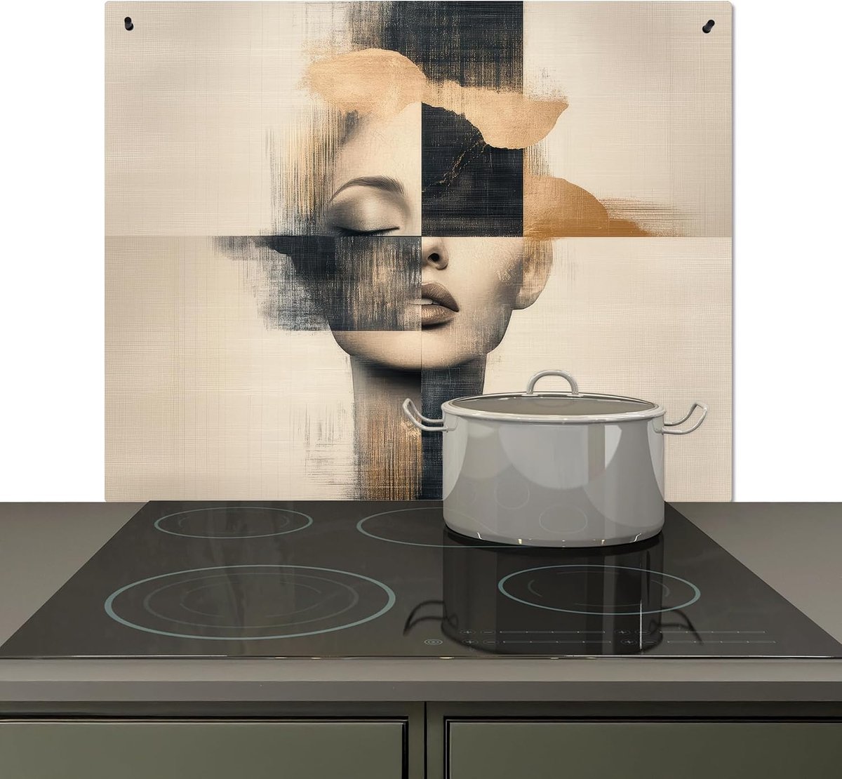 Spatscherm Keuken 51.6x57.6 cm Kookplaat Achterwand Beschermer Muur Spatwand Fornuis Aluminium Hittebestendig - Goud - Vrouw - Rechthoeken