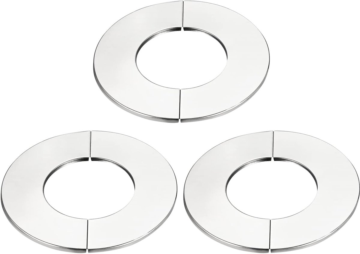 Sourcing map 3 stk. Wand split flens, 201 roestvrij staal ronde rozet voor 71 mm diameter buis