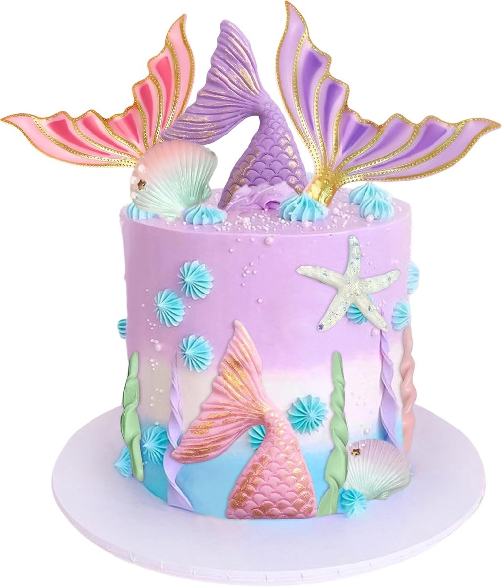 Onder de zee schelp cake topper zeemeermin staart taart | Taartdecoratie onder de zee schelp cake topper zeemeermin staart taart topper zeemeermin partij benodigdheden voor babyshower
