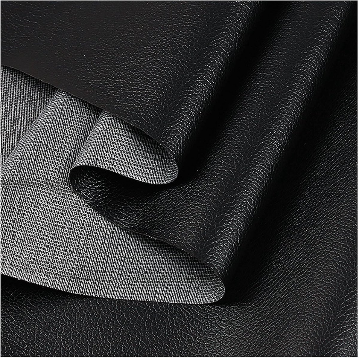 Stof in rundleer look, meubelstof per meter voor alle meubelwerkzaamheden, auto's, boten, decoraties lederstof meerdere kleuren en maten zwart 1.38x3m