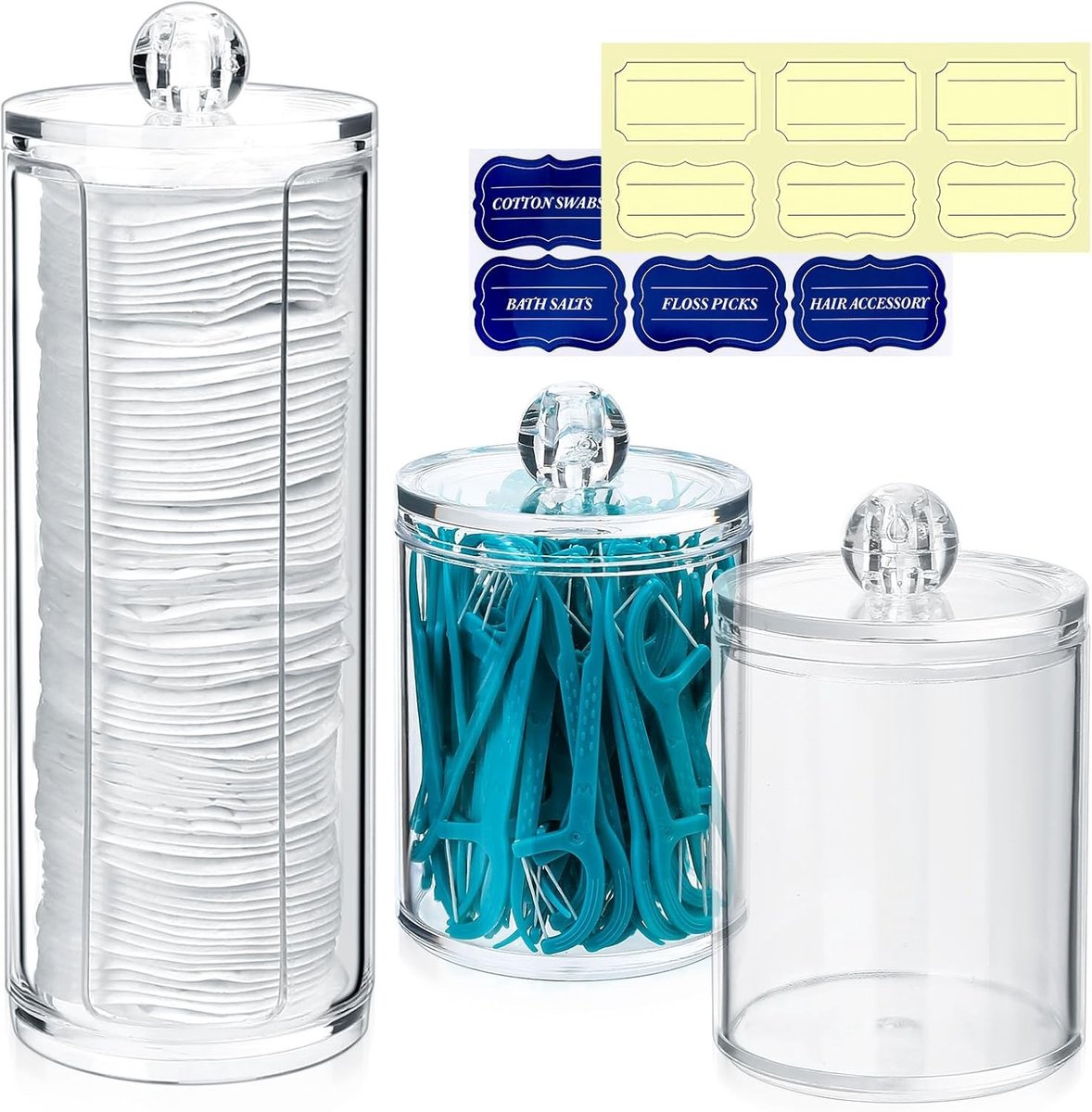 Set van 3 Opbergdozen voor Watten, Make-up Organizer, Opslag voor Oorbellen en Cosmetica, Ideaal voor Badkamer en Slaapkamer