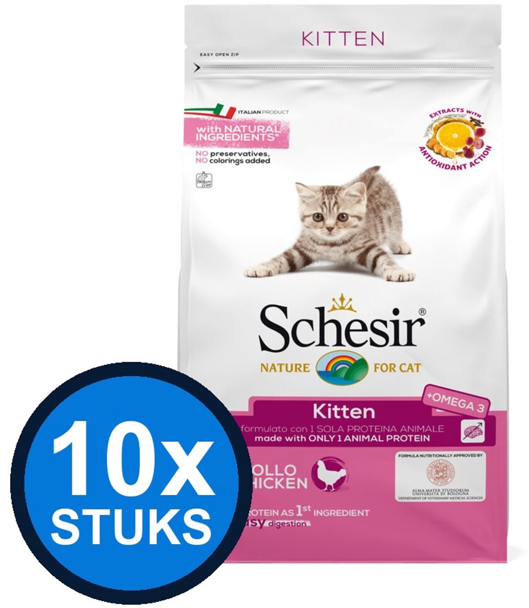 10x Schesir - Kitten - Kattenvoer - Droogvoer - Kip - 400g