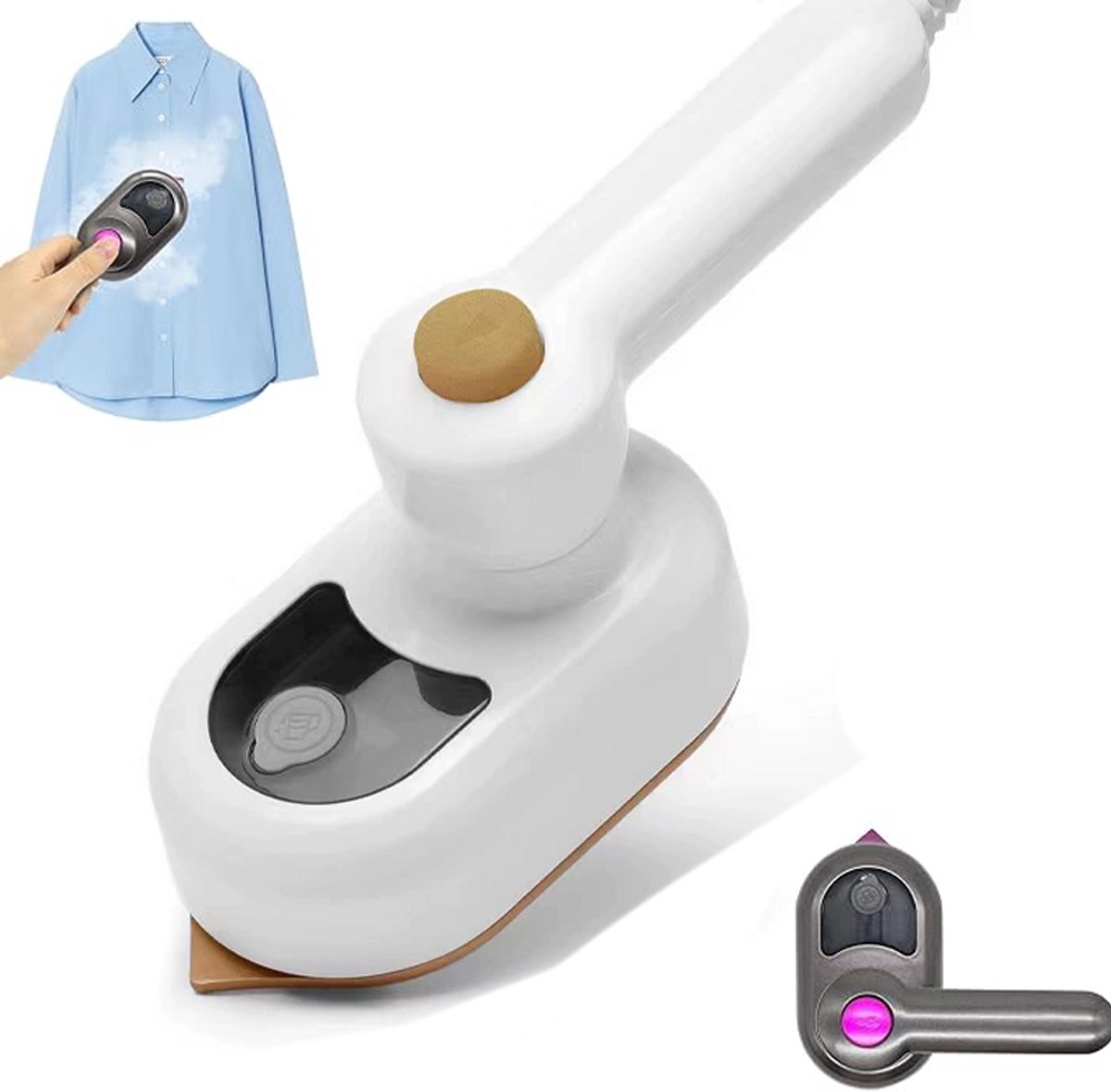 Mini Stoomstrijkijzer - Kledingstomer - Strijkijzers & Kledingstomers - Opvouwbaar En Draaibaar - Lichtgewicht - Met 50 Ml Stoom - 180° Opvouwbare Handstomer - Reis Strijkijzer - Hand Stomer - Snel Opwarmend - Geschikt Voor Thuis En Op Reis - Wit