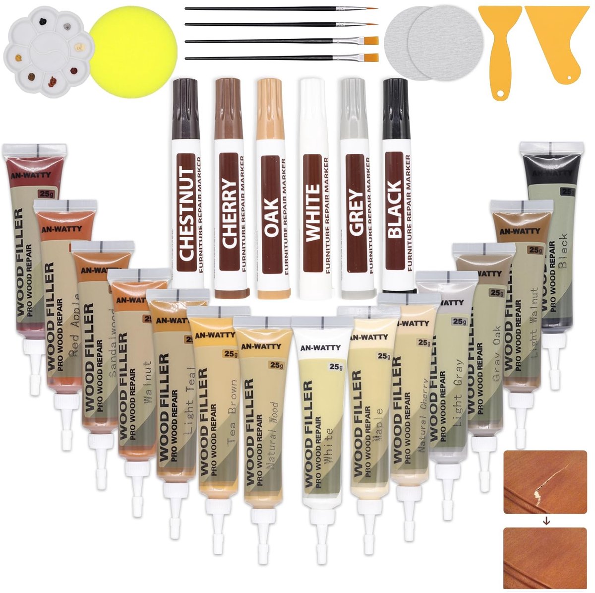 SolidKeus - Laminaat Reparatie Kit met 20 Kleuren