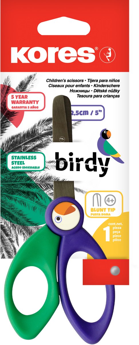 Kinderschaar Kores "Birdy", 125mm, assorti kleuren