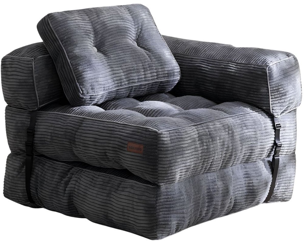 NIVA® Slaapstoel - Opvouwbare Slaapbank - Slaapfauteuil voor Volwassenen - Donkergrijs - 65cm x 65cm x 41cm