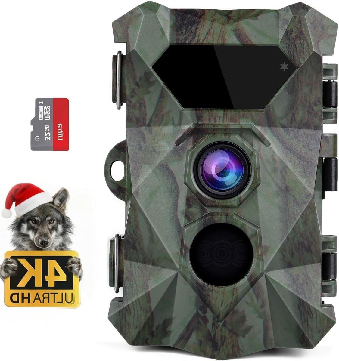 Wildcamera - Natuurcamera Trailcamera - Dierobservatie Beveiliging - 4K Video 48MP Foto - 35m Bereik - Groen