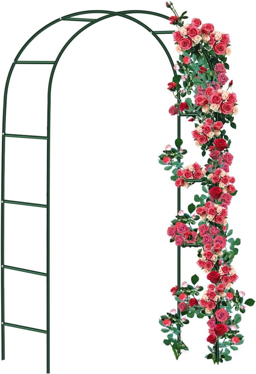 Metalen Rozenboog - Tuinboog Bloemenboog - Klimplanten Ondersteunen - Roestwerend Staal - 240 x 140 x 38 cm - Zwart