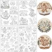 Oplosbare borduurpatronen - 4 Stuks - Stick 'N Stitch - Borduren op kleding en accessoires - Zelfklevende borduurpatroon - Zelfklevend Papier Voor Handborduurwerk - 30×21cm - Geschikt voor borduren en punch needle