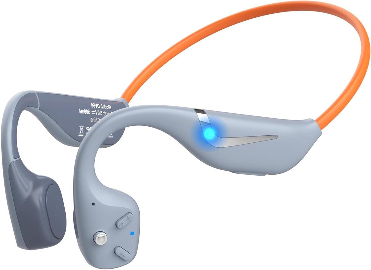 Koptelefoon met botgeleiding - Open oor hoofdtelefoon - Veilig sporten - Intelligent veiligheidslicht - IP67 waterdicht - Grijs