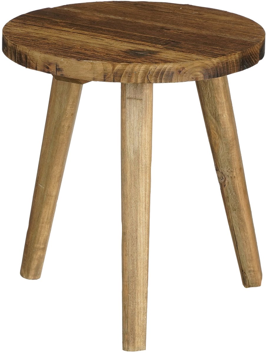 Mica Decorations Bold Bijzettafel - Salontafel Hout van Gerecycled Hout met Natuurlijke Houtnerven - Nachtkastje Rond voor de Woonkamer - Hoogte 28 x Diameter 26 cm - Bruin