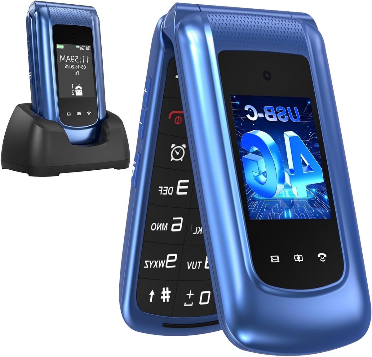 Senioren Klaptelefoon - Mobiele Telefoon - Eenvoudig Bellen - Grote Knoppen - 2.4 Inch Scherm - Blauw