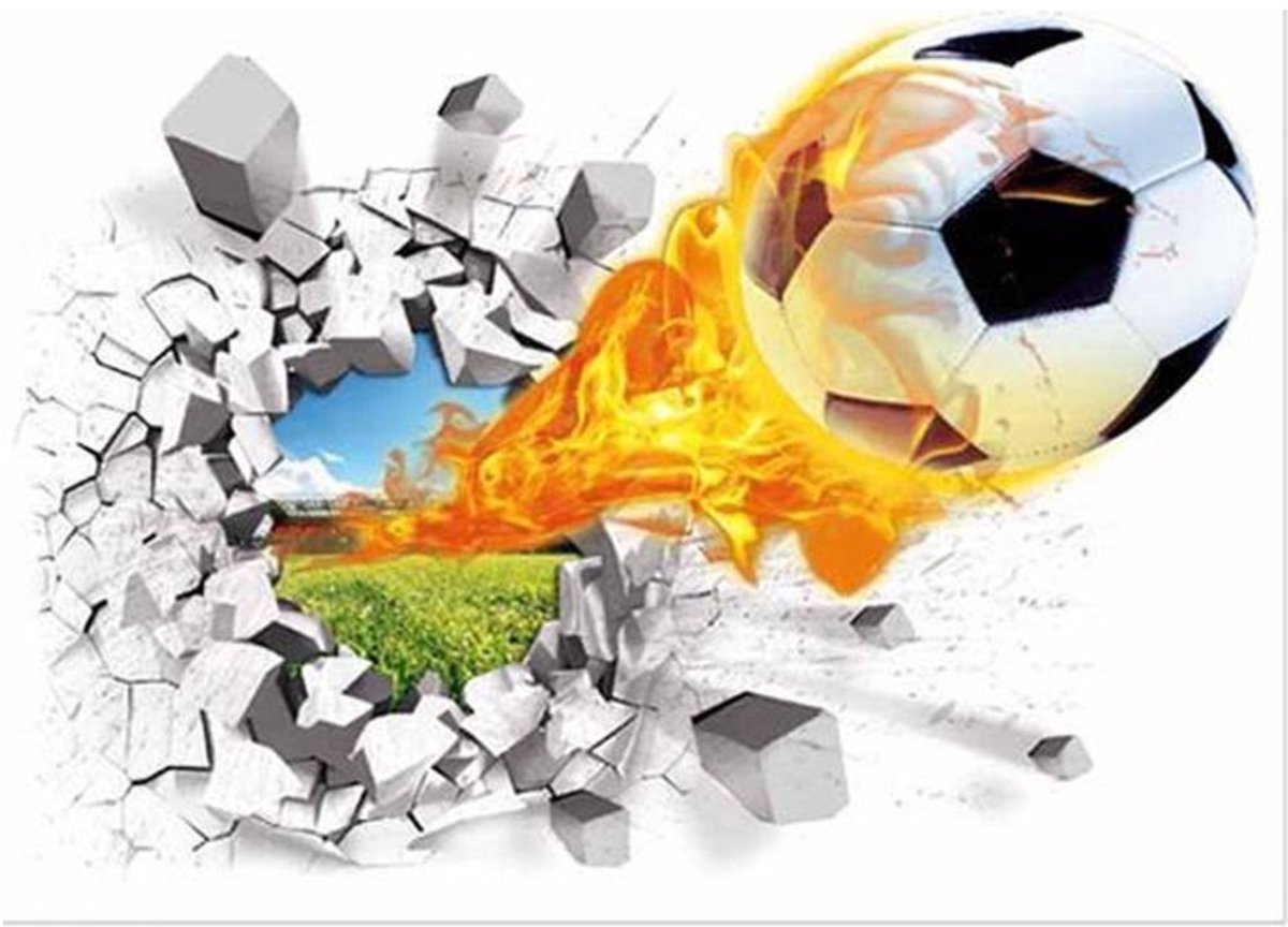 Ulanax - 3D gebroken voetbal muursticker - kinder-kamer - slaapkamer decoratie - afm. 50x70 cm