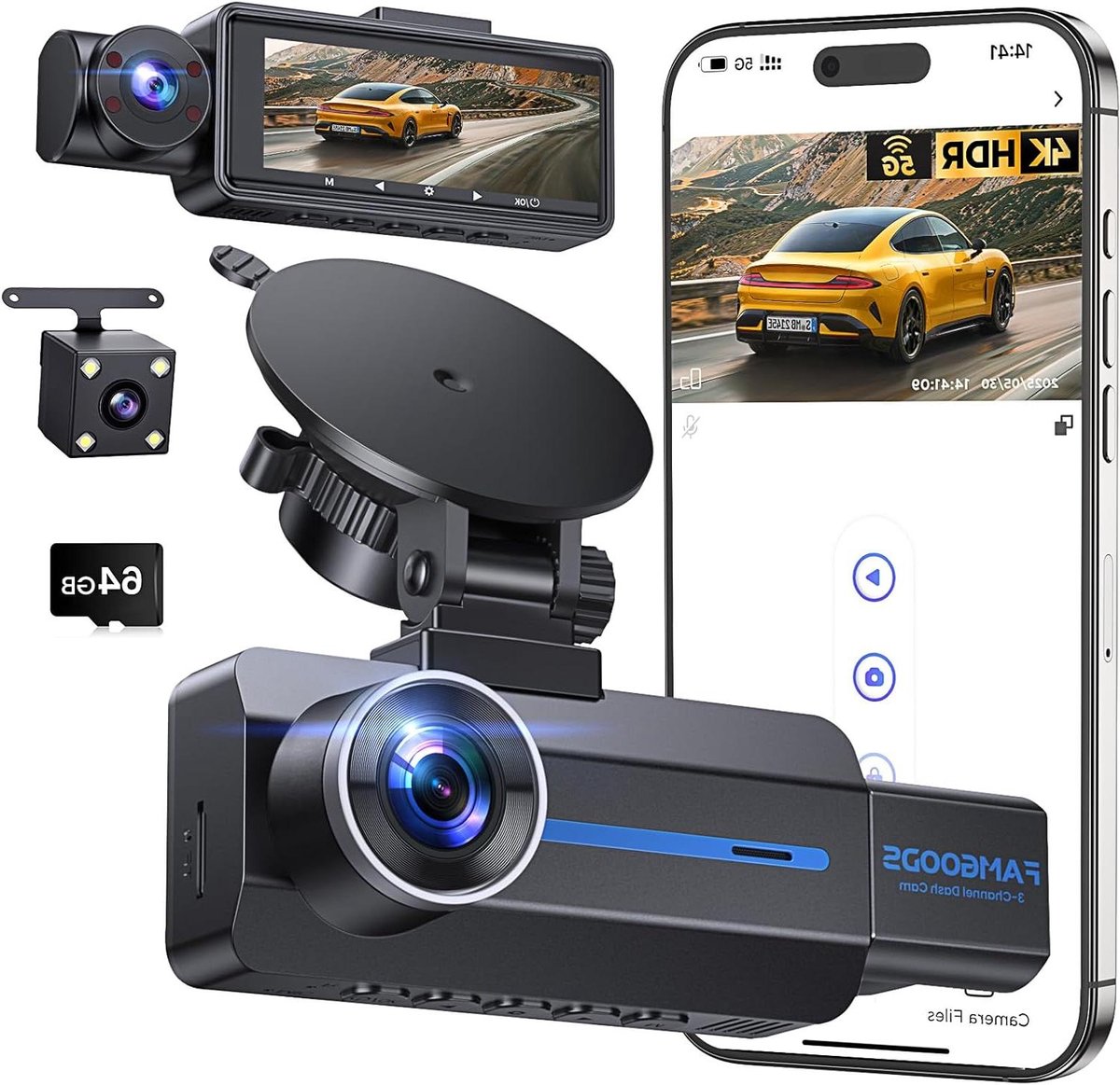 Dashcam Auto - Autocamera Rijcamera - Veilig Rijden - 3 Kanaals Opname - 316 inch Scherm - Zwart