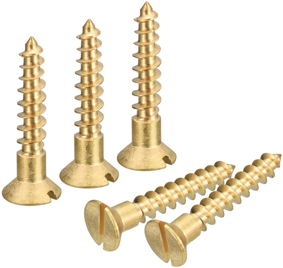 Messing houtschroeven, 10 stuks M4 x 20 mm sleufaandrijving, verzonken kop, zelftappende schroef voor houtbewerking meubels