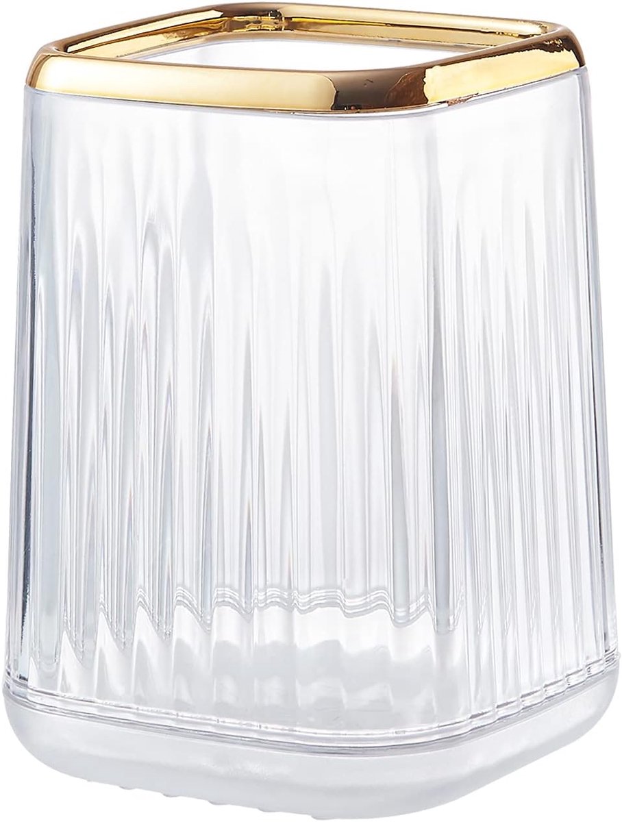 Make-up borstelhouder organizer, plastic vierkante cosmetische borstel opberghouder, vintage streep make-up borstel cup pen potloodhouder (helder
