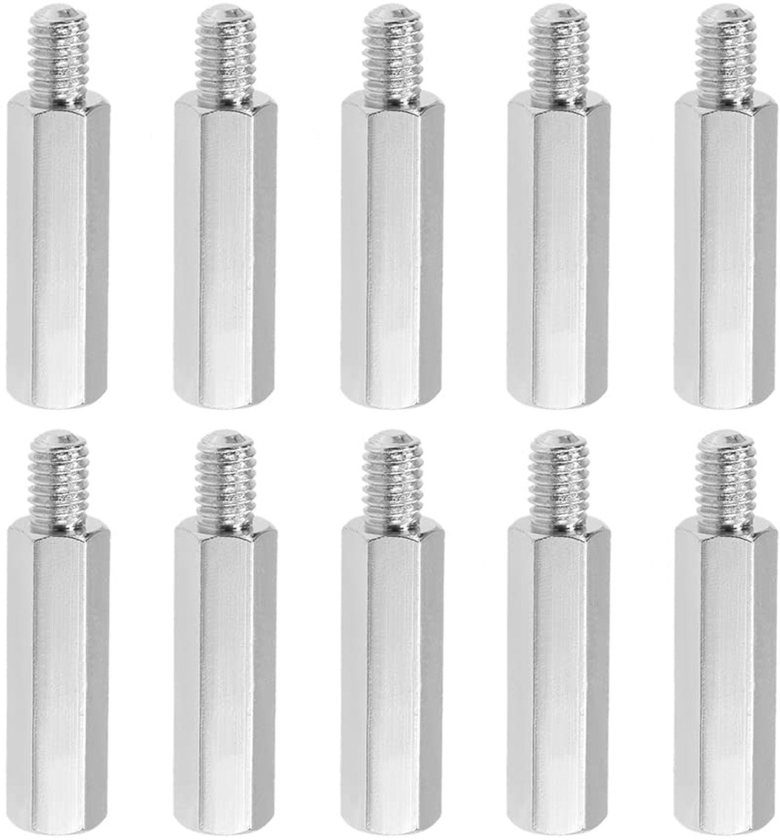 Afstandhouders voor schroeven, vernikkeld, zeshoekig, printplaatafstandhouders, houden de hoogte consistent, ideaal voor moederbord (zilver, 20 mm + 6 mm)