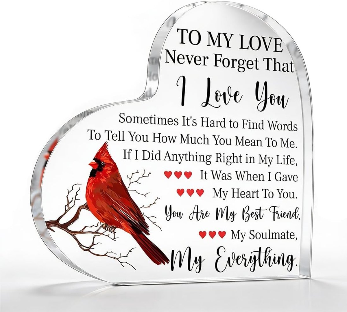 1 acryl hartdecoratie - romantisch cadeau met het opschrift "Ich liebe dich" - liefdesvogels - romantische geschenken, geschikt voor koppels, Valentijnsdag, jubilea, thuis, kantoor