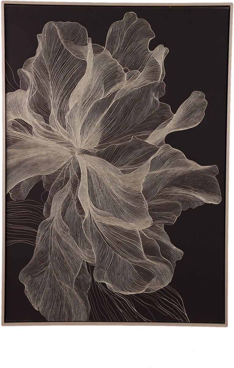 PTMD Lorinde Dark Brown Canvas Wall Panel Flower Art