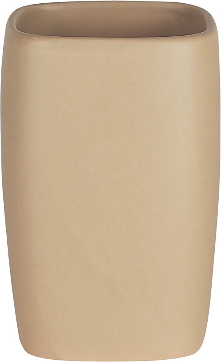 Spirella Retro Tandenborstelhouder Beker – Badkamer Accessoires Borstelhouder Tumbler Beige – 7 x 11 cm