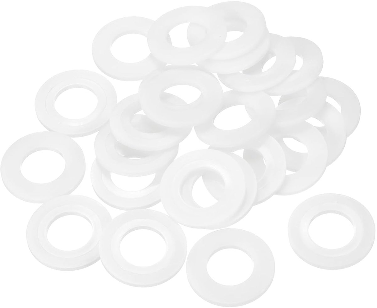 Platte schijven, 24 mm ID, 45 mm OD, 3 mm dikke kunststof afstandhouders voor schroeven, bouten, tuinkraan, sanitaire reparatie, wit