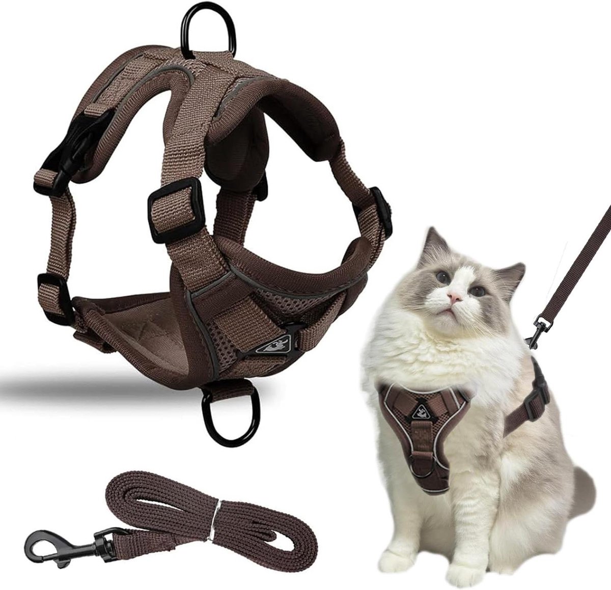 Huisdier Harnas - Veiligheidstuigje Hond Kat - Veilig Wandelen - Ontsnappingsbestendig Ontwerp - Maat XL - Zwart