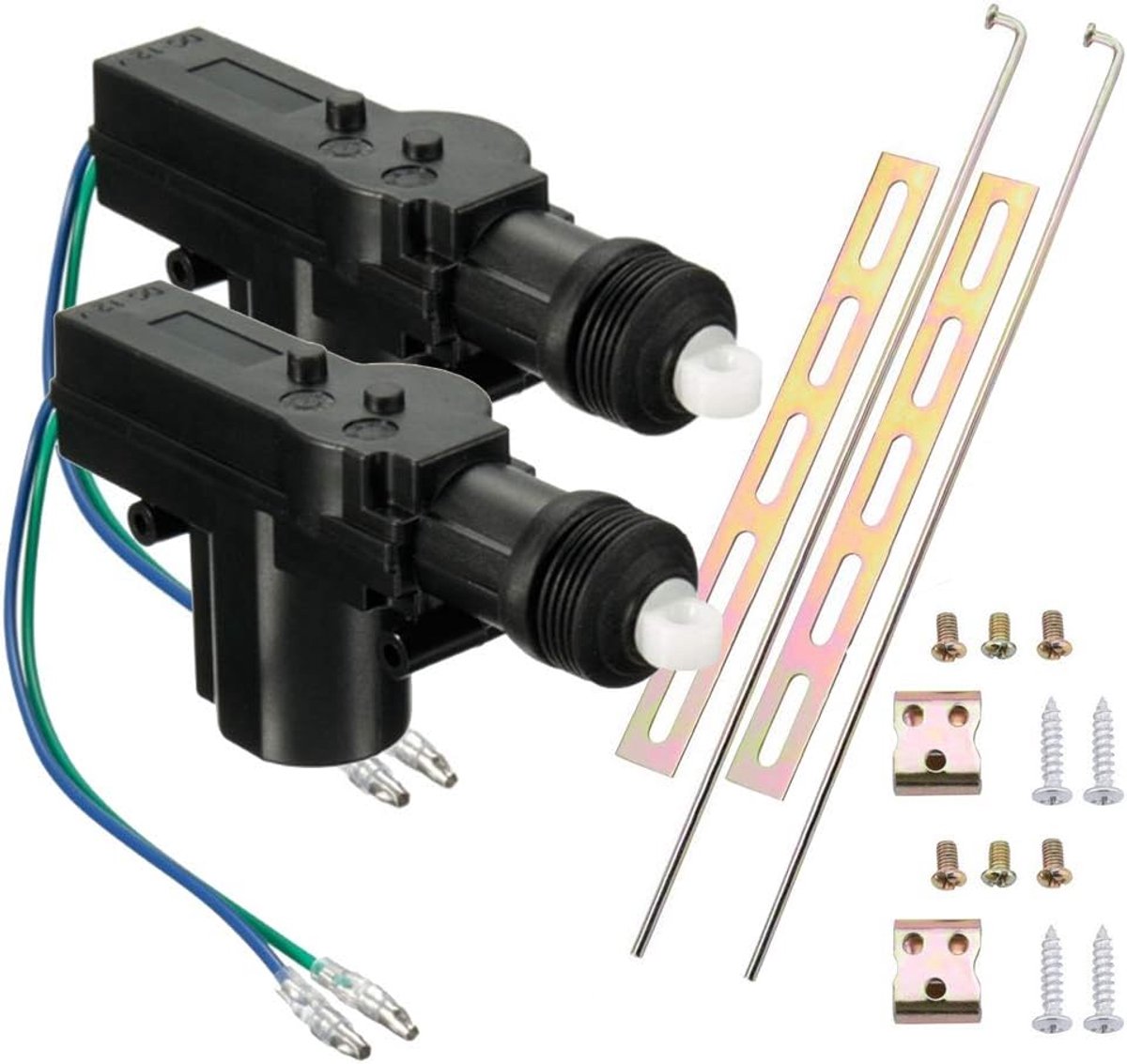 2 Stuks Auto Vrachtwagen Deurslot Stelaandrijving 2 Polig Draad 12V Centrale Afstandsbedieningsset Vergrendeling Universele Elektrische Deurslotactuator Motor