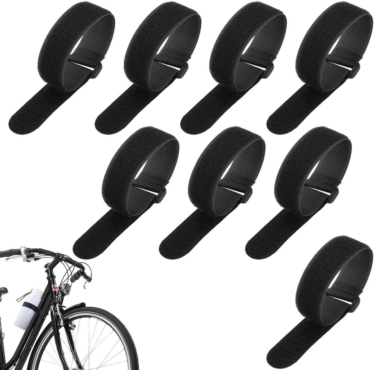 riemen 8 stuks – 60 cm x 2.5 cm verstelbare zwarte banden met oogje – nylon spanband voor fietsframe transport garage opbergen buitengebruik