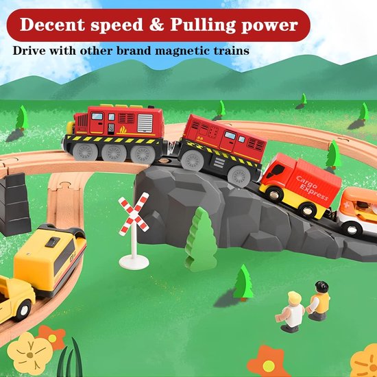 Rail Elektrische trein voor kinderen, passagiers, locomotief op batterijen, motorbalset, compatibel met Thomas Brio, educatief speelgoed, rood — afbeelding 2