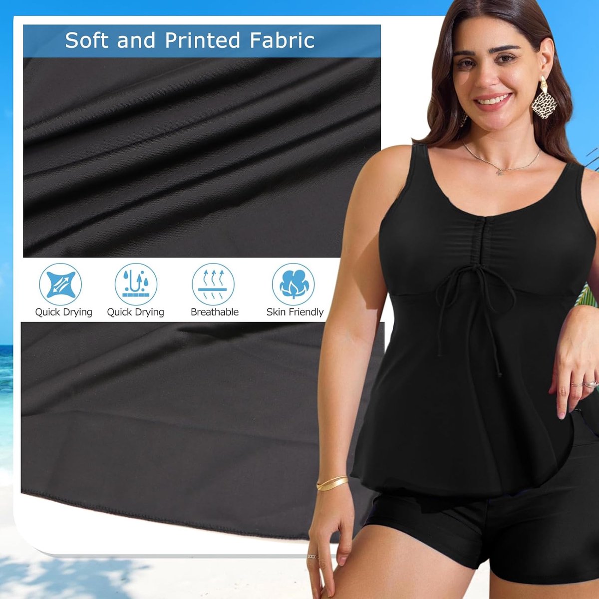 push-up, 2-delig, tankini voor dames, buikweg, strandkleding, bovendeel en zwemshorts voor vakantie, strand