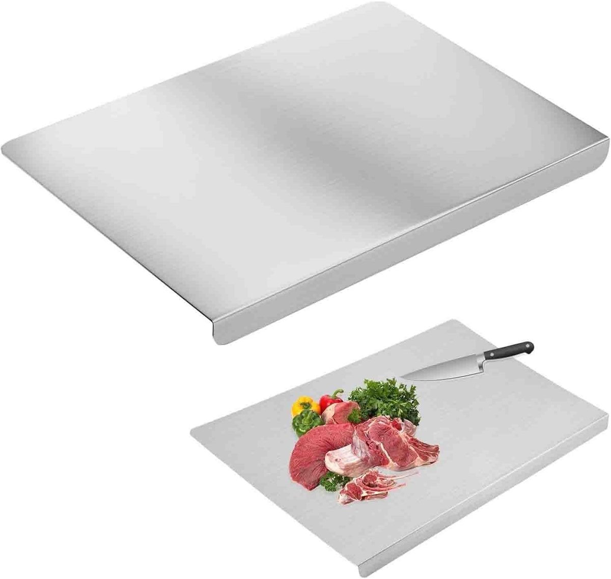 stalen snijplank 304 roestvrij staal kneedplaat voor het kneden van pizza, brood, cake, roestvrijstalen snijplank voor keuken, roestvrij staal snijplank, 30 x 40 cm