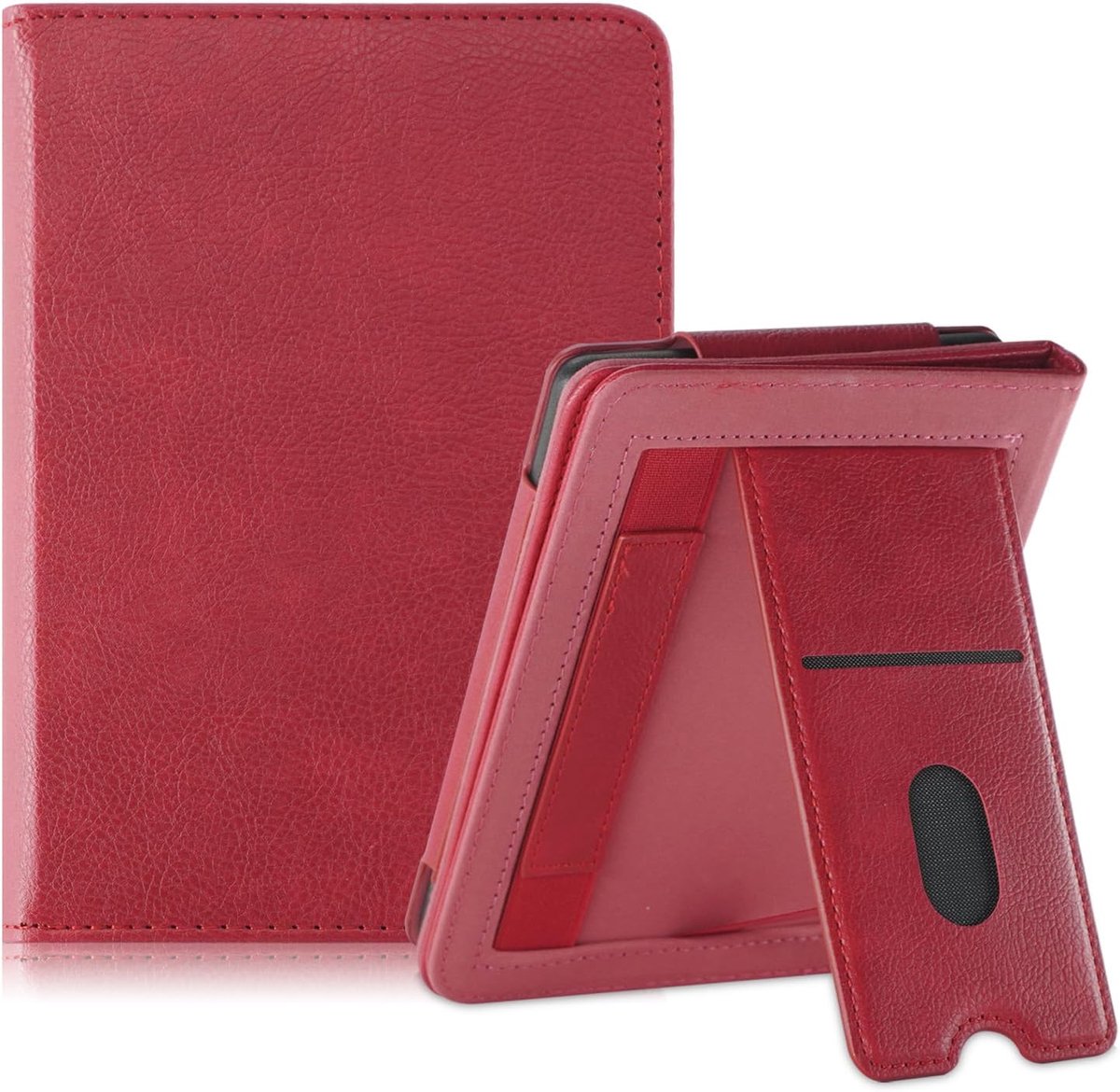 compatibel met Tolino Shine Color/Shine 5 (2024)/Shine 4 (2022) en Kobo Clara Colour/Clara BW(2024)/Clara 2E (2022) e-Reader, beschermhoes met kaartenvak, polsband en houder, rood