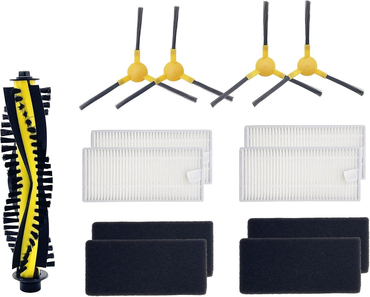 Reserveonderdelen accessoires voor Tesvor X500 Pro M1 M2 T8 Neatsvor X500/600 Pro robotstofzuiger, 4 zijborstels + 1 rolborstel + 4 filters