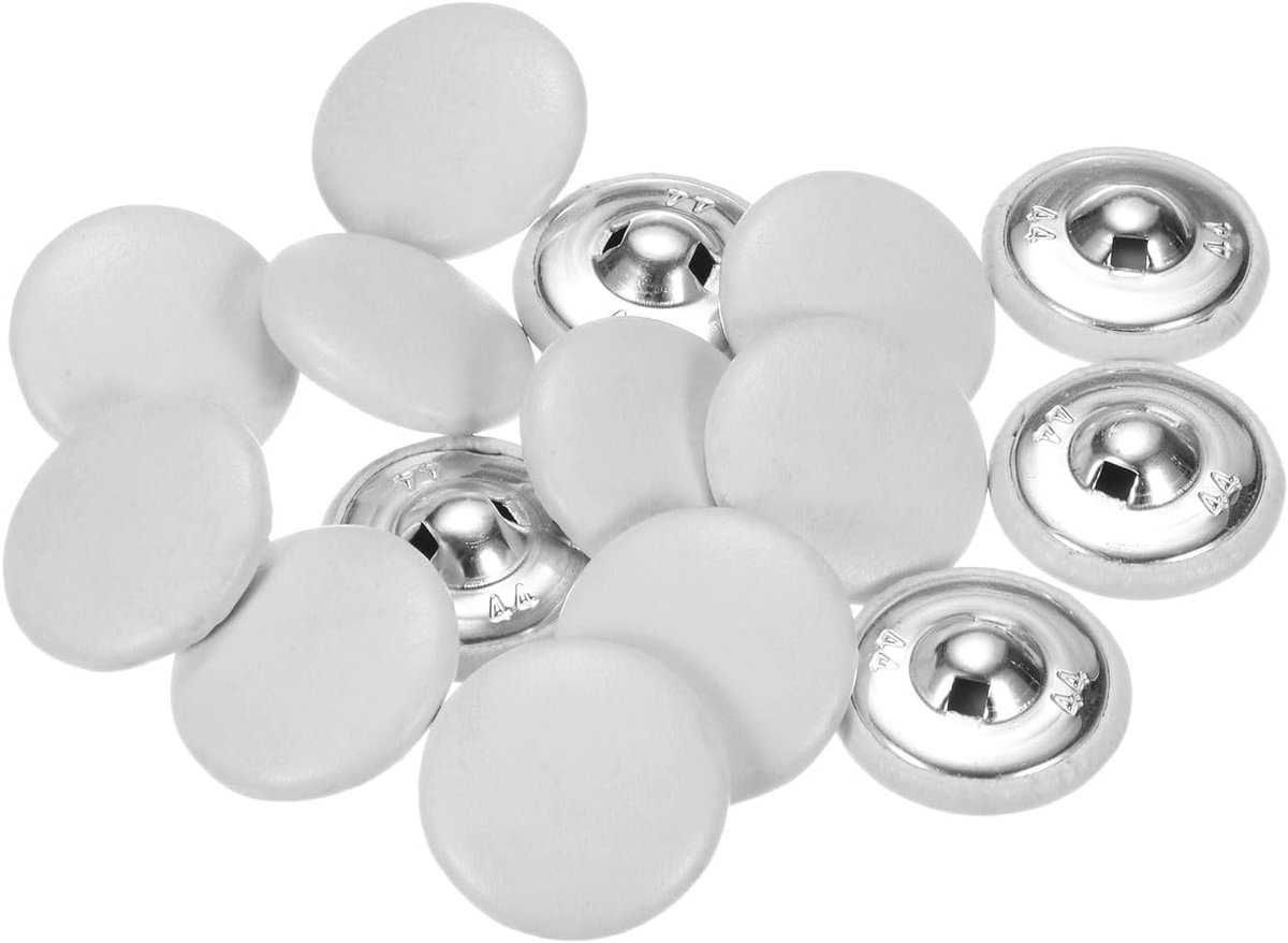 Knopen met lederen overtrek, 28 mm, ronde knopen met metalen schacht voor het naaien van bruidsjurken, blouses, naaiwerk, wit