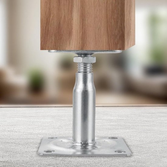 Set van 4 Verstelbare Poststeunen voor Hekken en Carports, Hoogte 100-150 mm, Inclusief 16 Schroeven en Gegalvaniseerd Staal — afbeelding 5