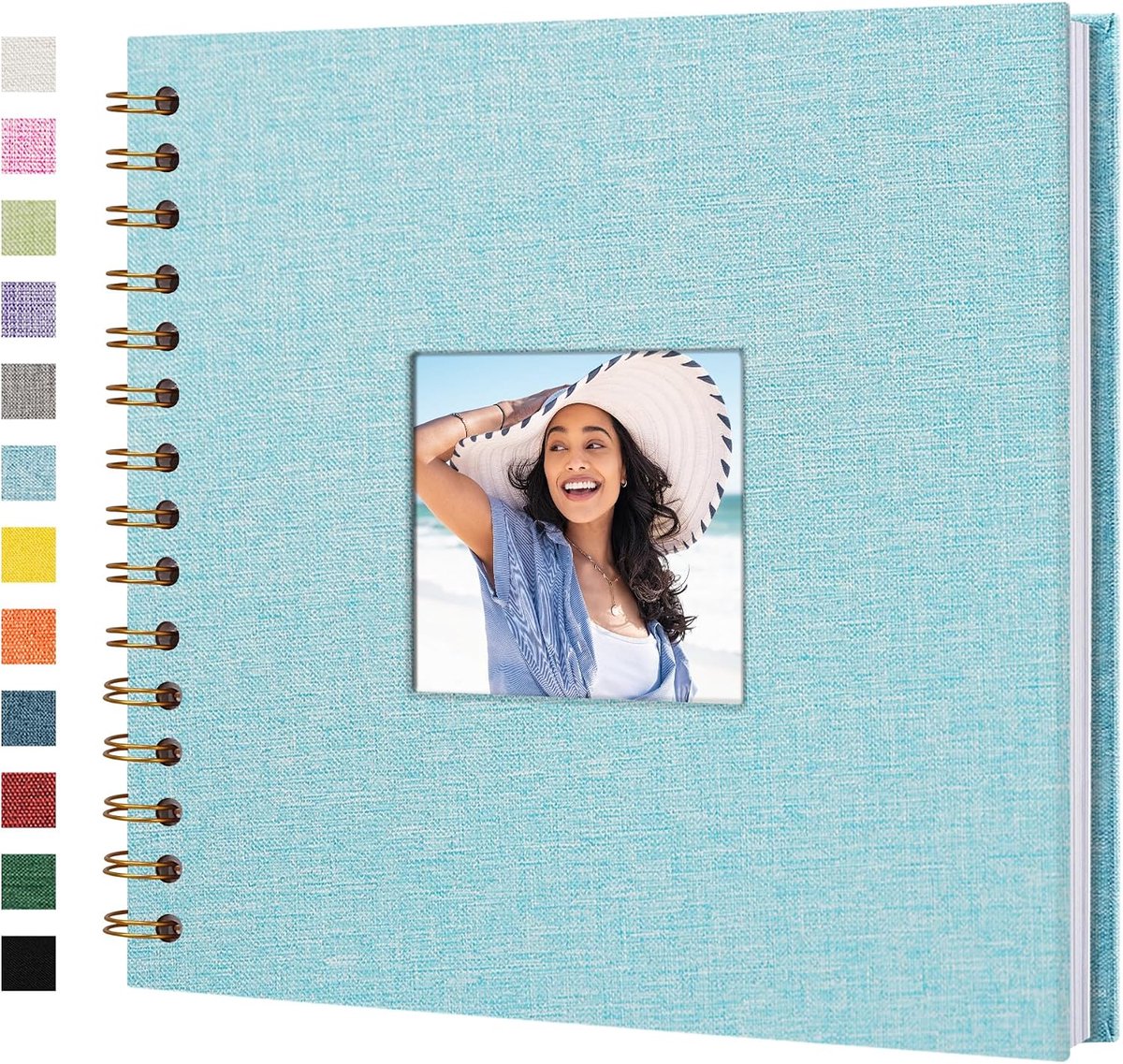 scrapbook met linnen omslag, 20 x 20 cm, hardcover met witte kraftpapieren pagina's, voor bruiloft, reizen, gastenboek, Kerstmis, babyshower, familieherinneringen (20 vellen/40 pagina's)