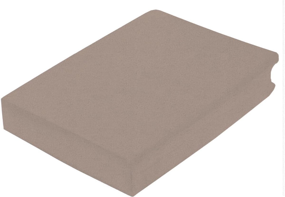 Flanel Hoeslaken - Extra Zacht & Warm - 100% Katoen - Strijkvrij - Rondom Elastiek (Taupe, 90 cm x 220 cm)