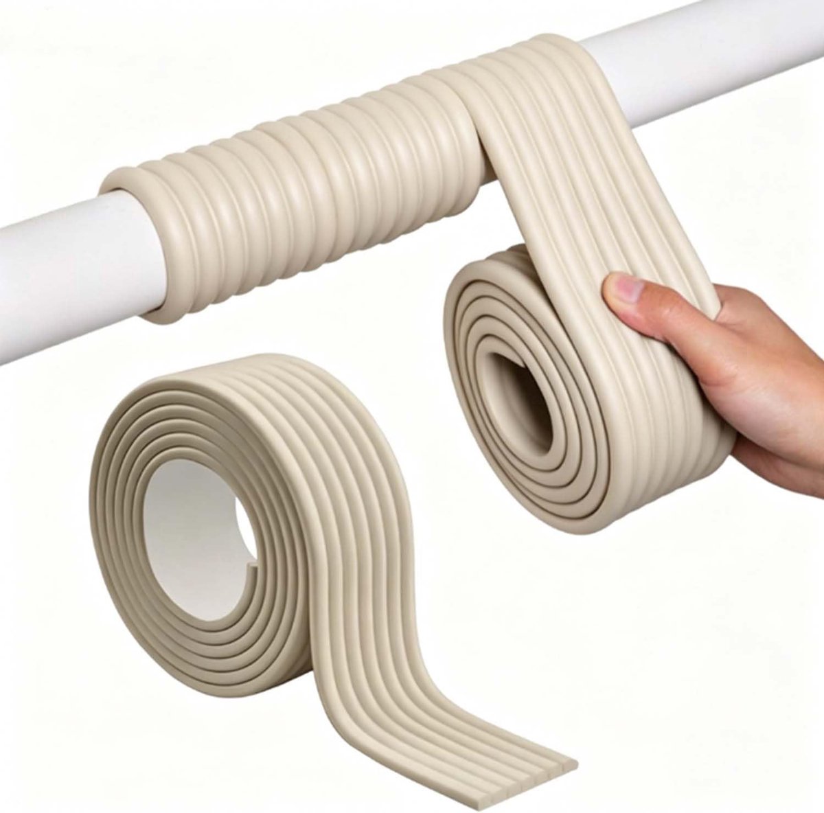 Isolatie voor buitenbuizen, isolatie van verwarmingsbuizen, isolatie van waterleidingen, voor vorstbescherming in de winter (beige)