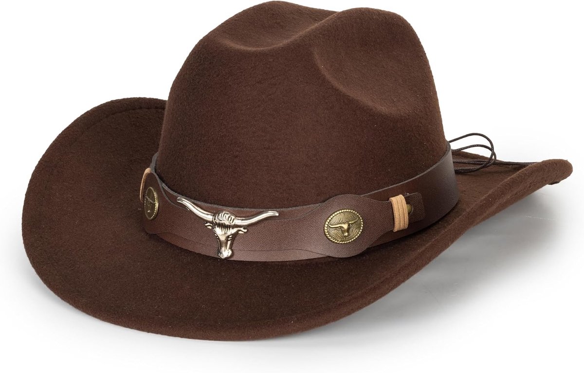 Cowboy Cowgirl Hoed voor Vrouwen Mannen Westerse Stijl Brede Rand Vilt Fedora Panama Hoed met Afneembare Riem Gesp
