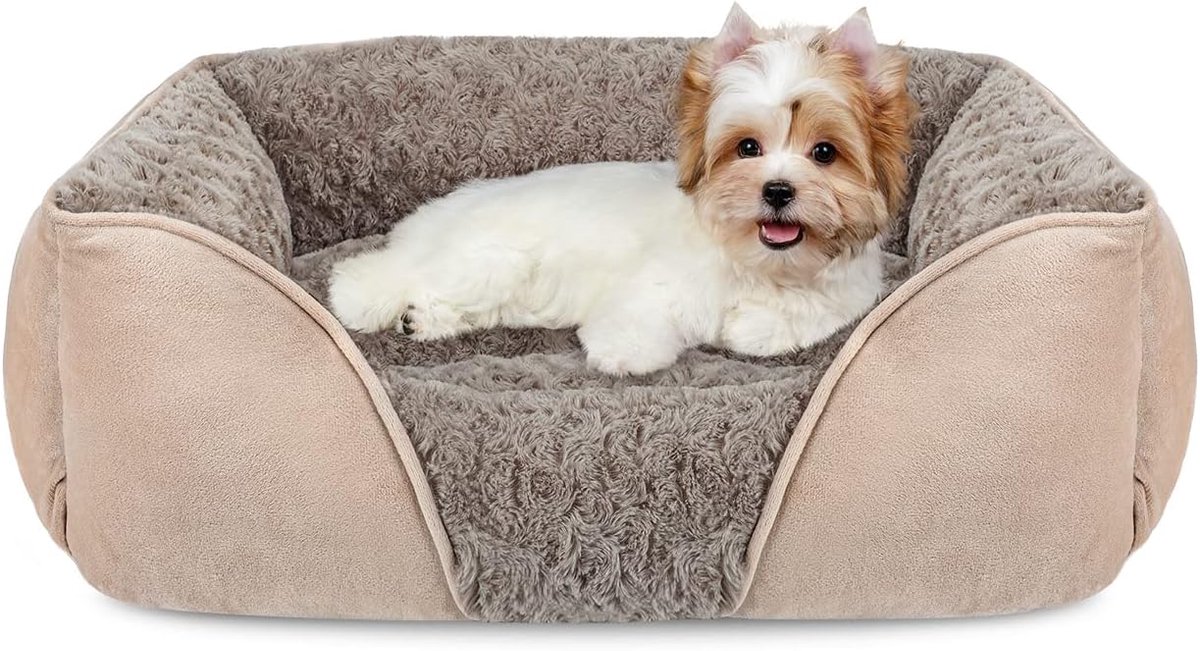 Klein hondenbed voor grote, middelgrote en kleine honden, rechthoekig wasbaar hondenbed, orthopedisch hondenbed, zacht, kalmerend slapende puppybed, duurzame knuffelaar met antislip bodem S