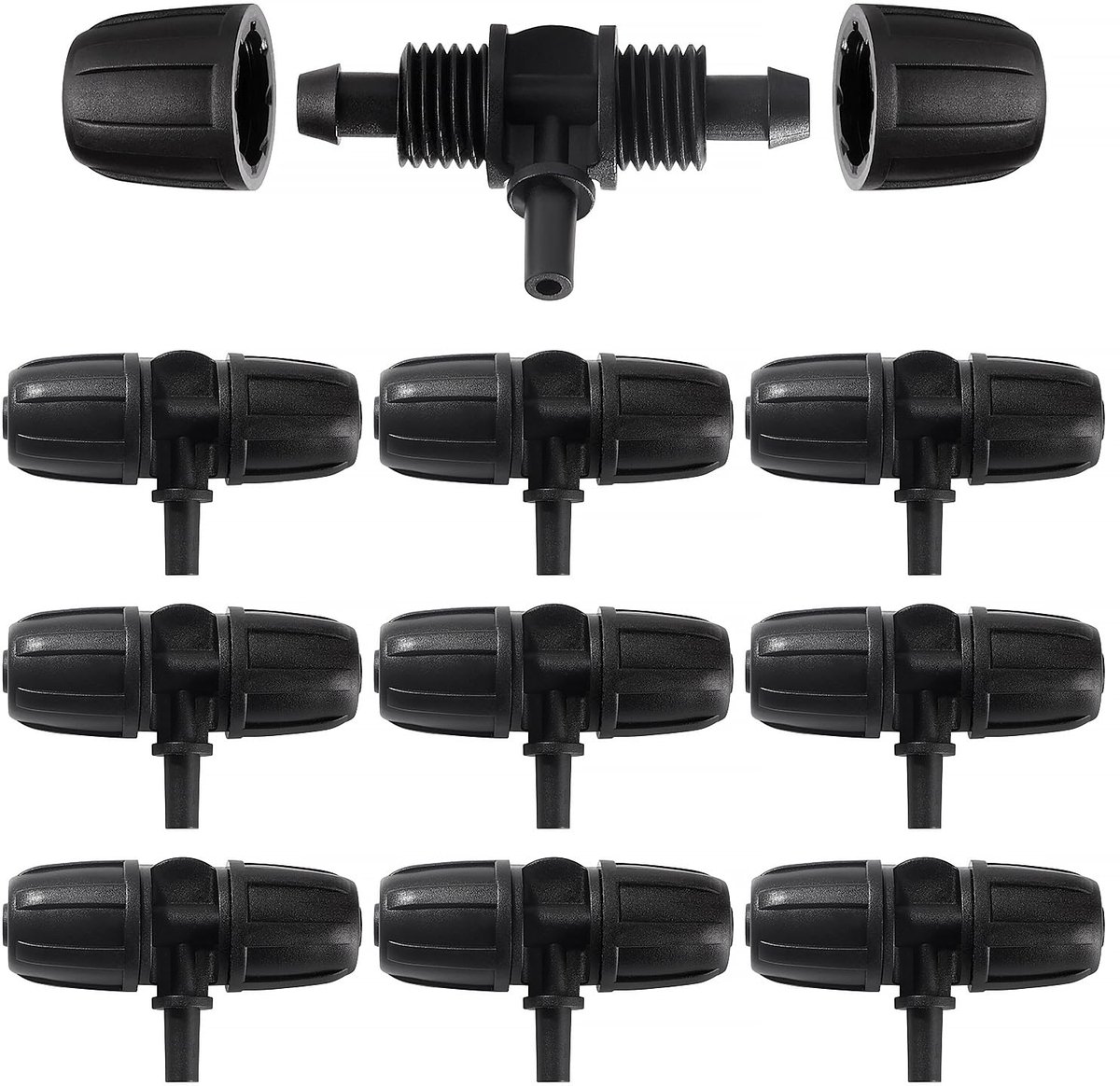 10 Stuks 8/12 mm tot 6mm Druppelirrigatiefittingen, 3-Weg Irrigatieconnector, Barbed Tee Connector voor Druppelirrigatie, voor Gazon, Landbouwbedrijf, Tuin