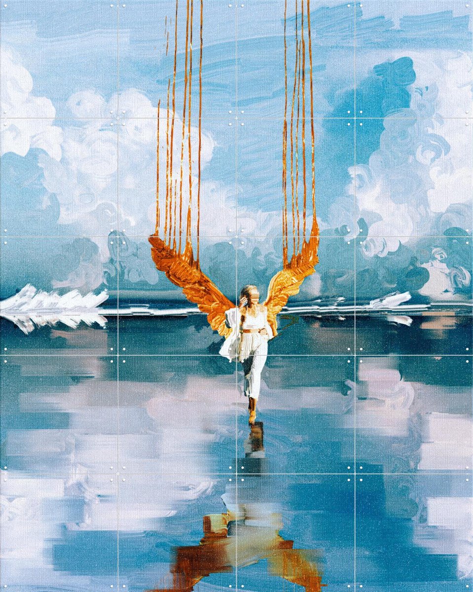 IXXI Angelwings, Vineet Suresh - 80 x 100 cm - Gratis ophangtool - Grote wanddecoratie en posters - Kleurrijk, Surrealisme, Modern, Geometrische