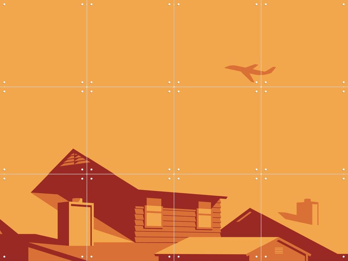 IXXI Rooftops Day, Tim Lautensack - 80 x 60 cm - Gratis ophangtool - Grote wanddecoratie en posters - Modern, Minimalisme, Digitale Kunst