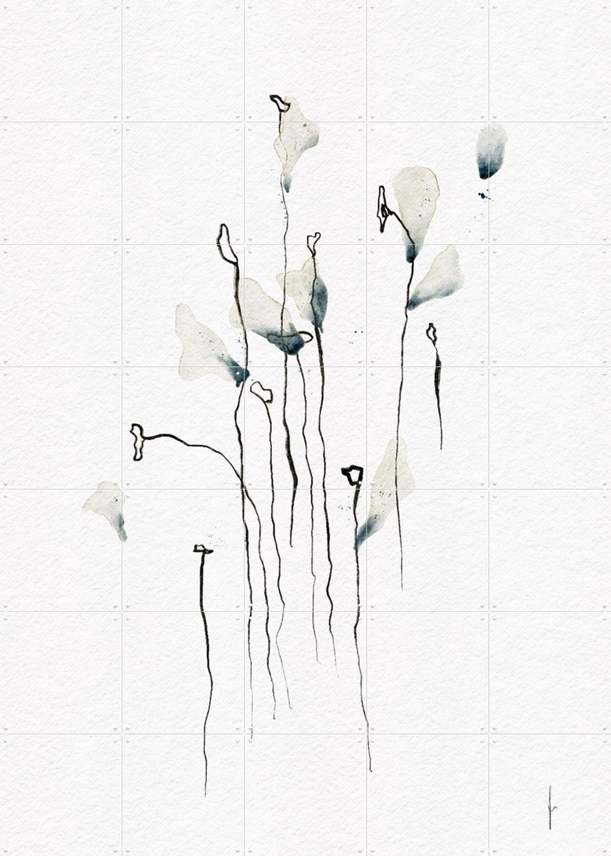 IXXI Colored By The Sky, Ankie Kooi & Various - 100 x 140 cm - Gratis ophangtool - Grote wanddecoratie en posters - Line art, Aquarel, Minimalisme