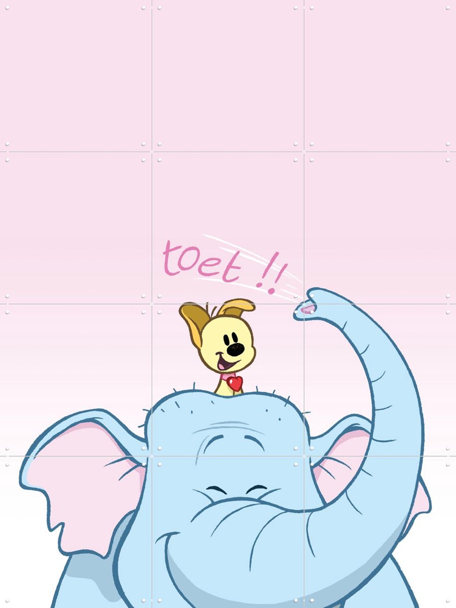 IXXI Pip & de Olifant, Woezel & Pip & Van Hoorne Studios - 60 x 80 cm - Gratis ophangtool - Grote wanddecoratie en posters - Illustraties, Speels