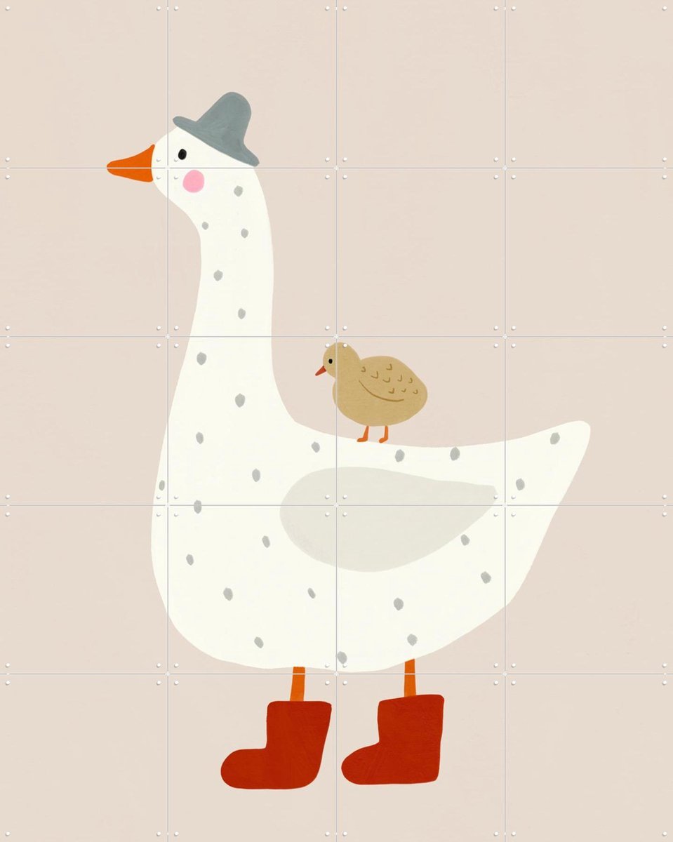 IXXI Goose and gosling, Treechild & Various - 80 x 100 cm - Gratis ophangtool - Grote wanddecoratie en posters - Illustraties, Modern, Cartoonesk