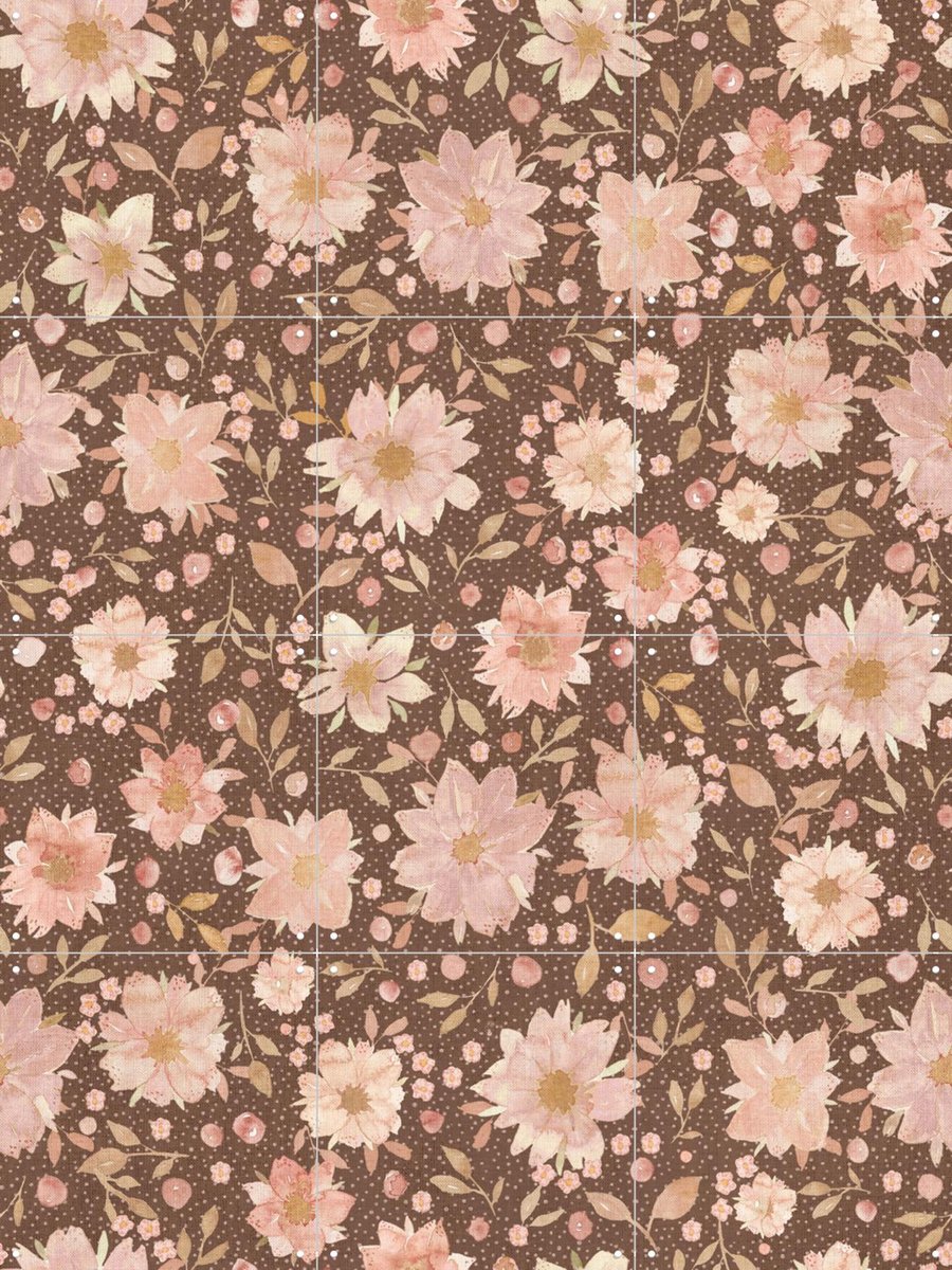 IXXI Boho Watercolour Flowers Retro Terracotta, Bloomery Decor - 60 x 80 cm - Gratis ophangtool - Grote wanddecoratie en posters - Decoratieve