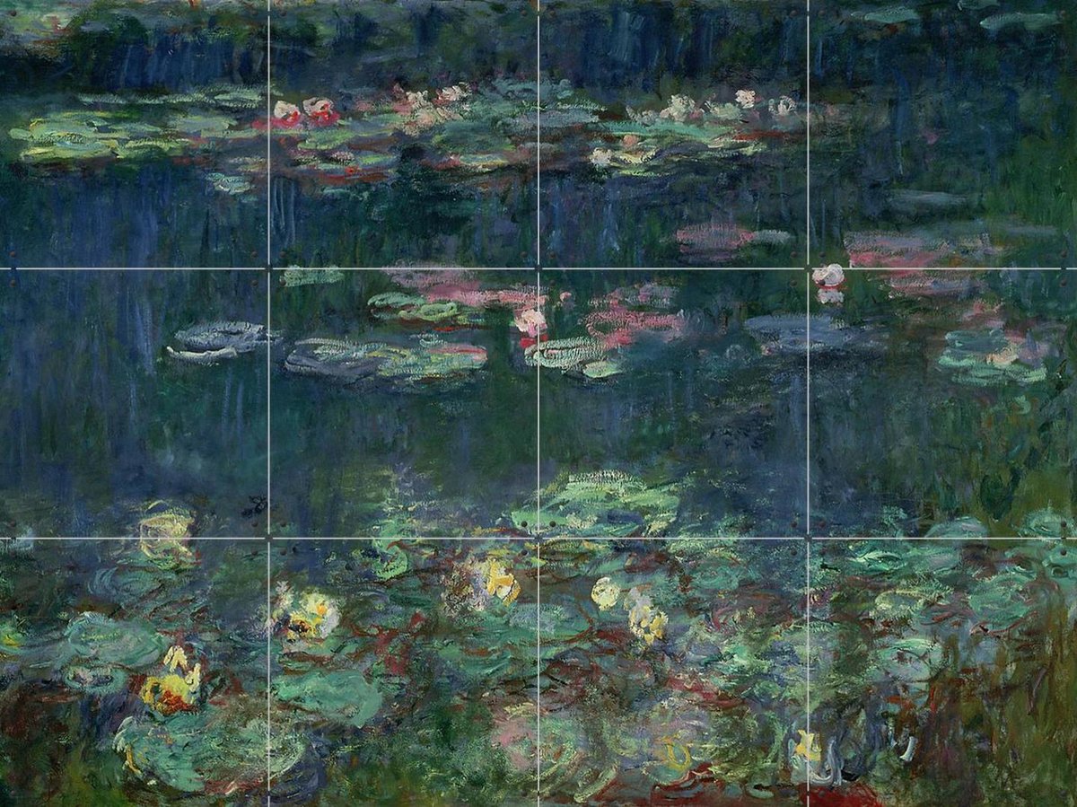 IXXI Waterlilies: Green Reflections - Detail, Claude Monet & Bridgeman Images - 80 x 60 cm - Gratis ophangtool - Grote wanddecoratie en posters -