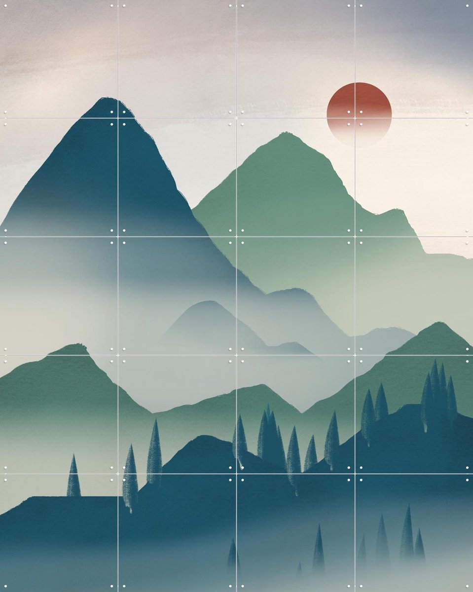 IXXI Mystic Mountain Rise, Little Dean & Various - 80 x 100 cm - Gratis ophangtool - Grote wanddecoratie en posters - Abstract, Digitale Kunst