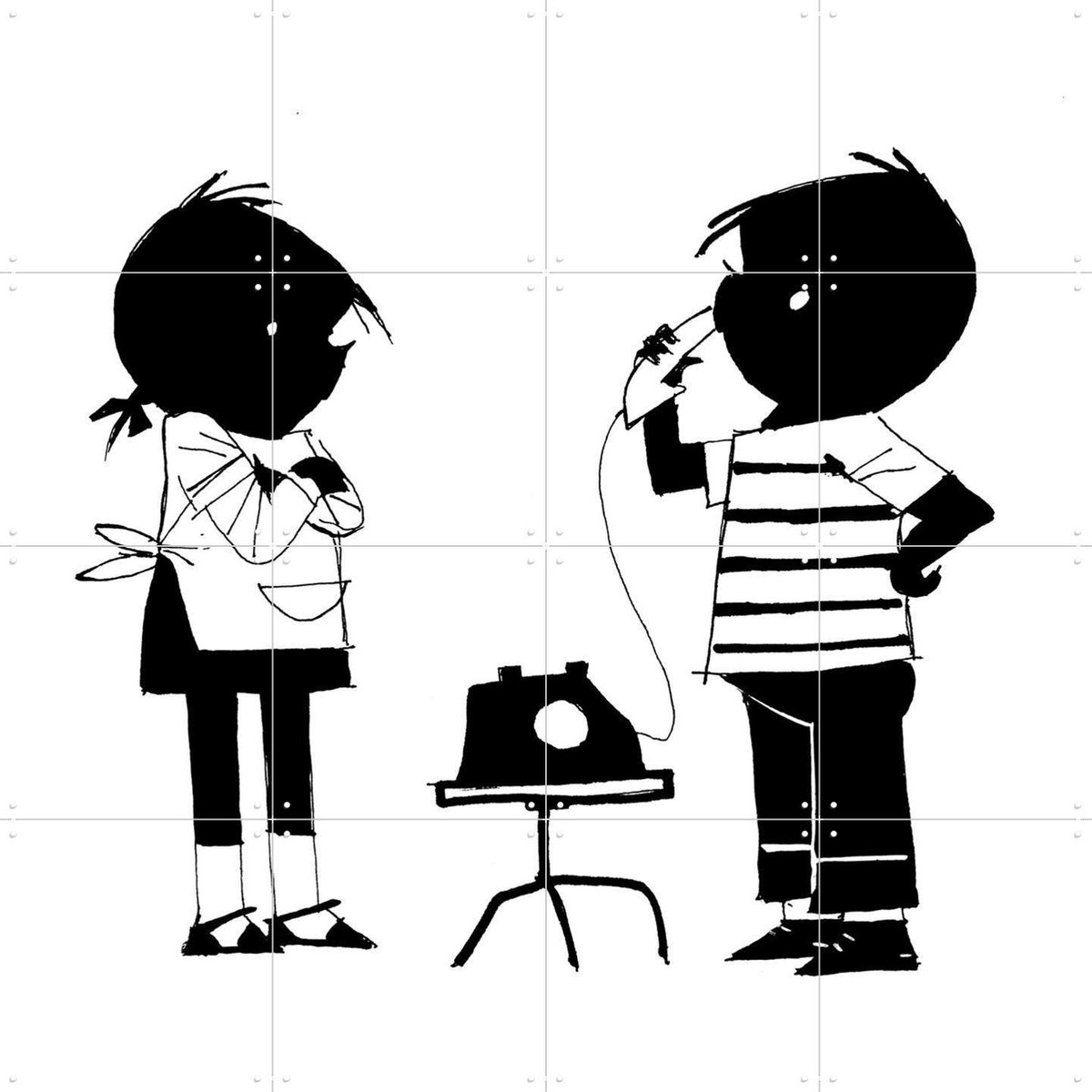 IXXI Hallo, Wie Is Daar?, Fiep Westendorp - 80 x 80 cm - Gratis ophangtool - Grote wanddecoratie en posters - Tekeningen, Speels, Kinderkamer